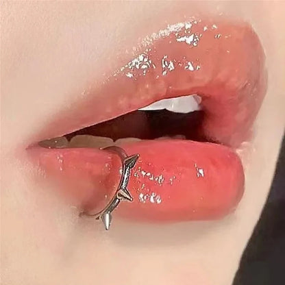 Punk Clip On Lip and Nose Ring Set for Alternative Looks