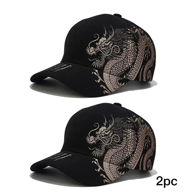 Dragon Inspired Embroidered Baseball Cap Adjustable Curved Brim Streetwear Fashion Hat