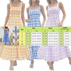 Yellow Gingham Tiered Maxi Dress with Smocked Bodice and Wide Straps