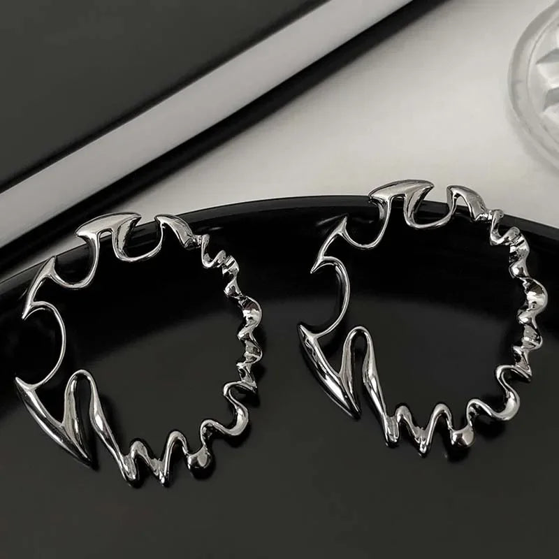 Oversized Twisted Hoop Earrings Alternative Fashion Statement Jewelry