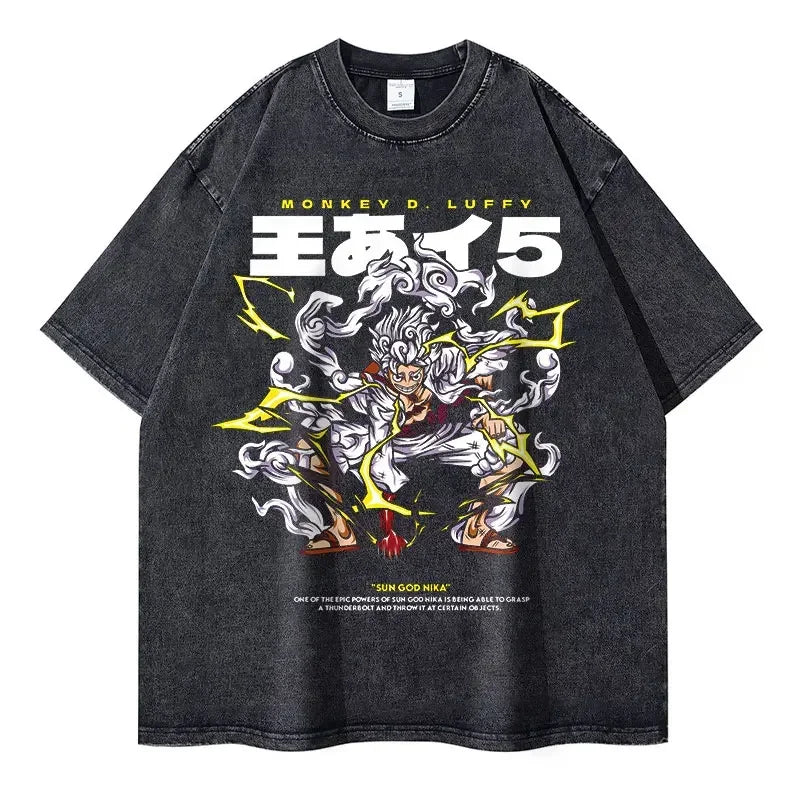 Vintage Anime-Inspired Mythic Manga Streetwear Oversized Cotton Graphic T-Shirt