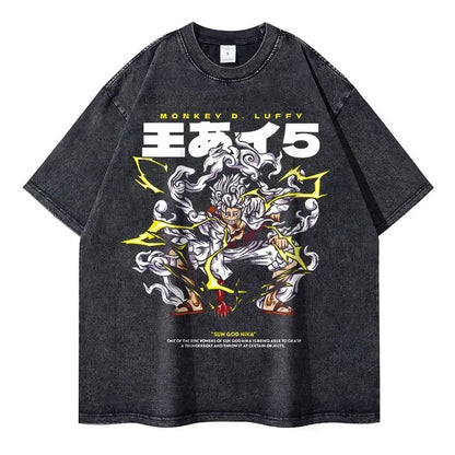 Vintage Anime-Inspired Mythic Manga Streetwear Oversized Cotton Graphic T-Shirt