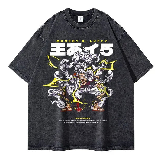 Vintage Anime-Inspired Mythic Manga Streetwear Oversized Cotton Graphic T-Shirt