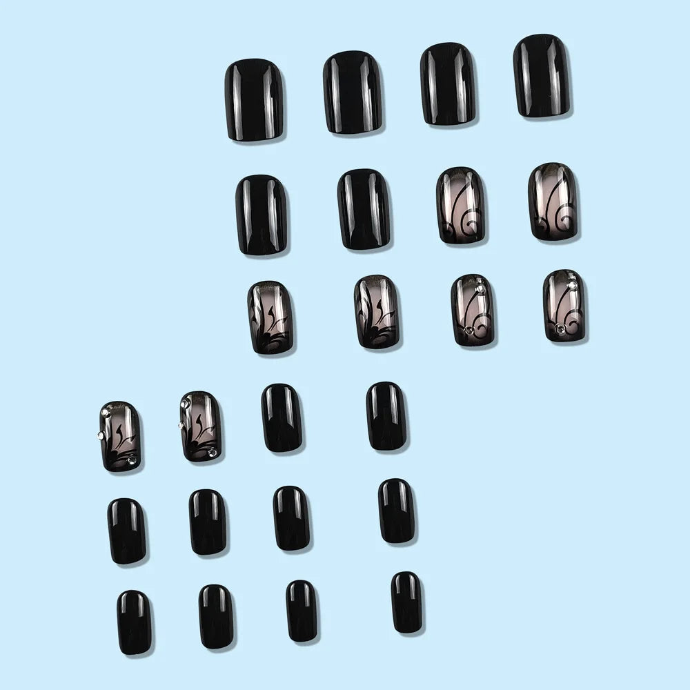 Gothic Abstract Swirl Press-On Nail Art Set