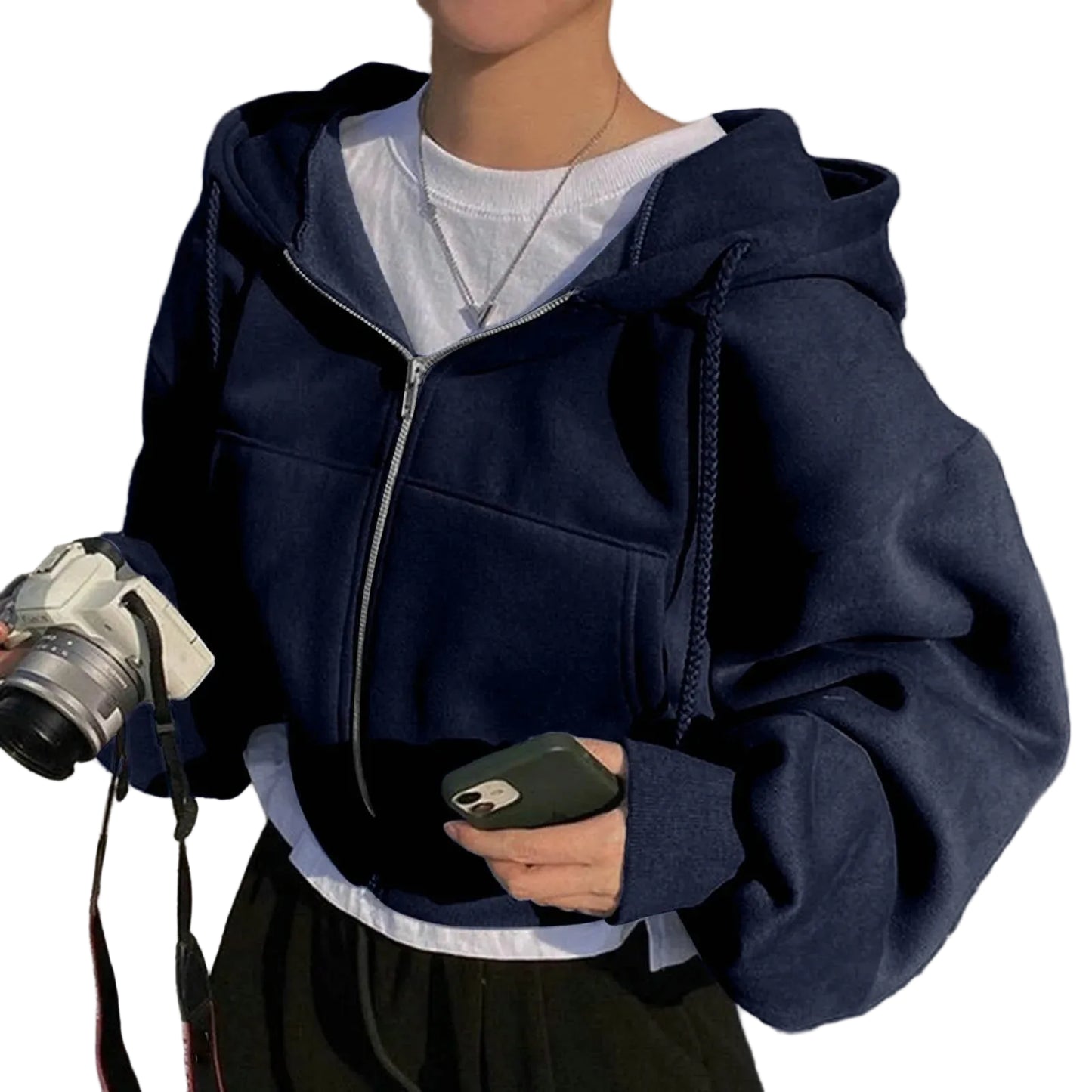 Oversized Plush Lined Zip Hoodie with Relaxed Fit and Everyday Comfort