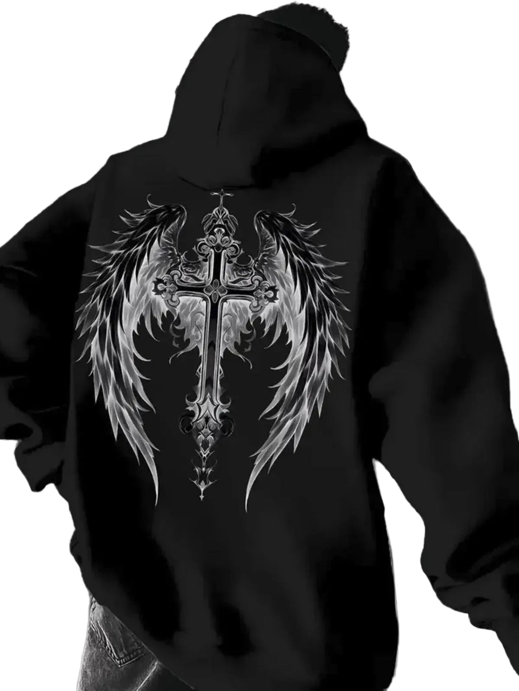 Distressed Gothic Anime Hoodie With Oversized Alternative Streetwear Style