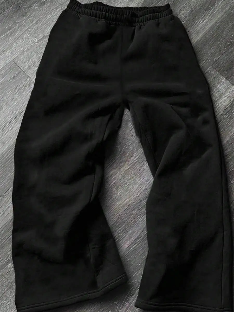 Loose Fit Drawstring Sweatpants with Graphic Print Relaxed Streetwear Jogger Pants