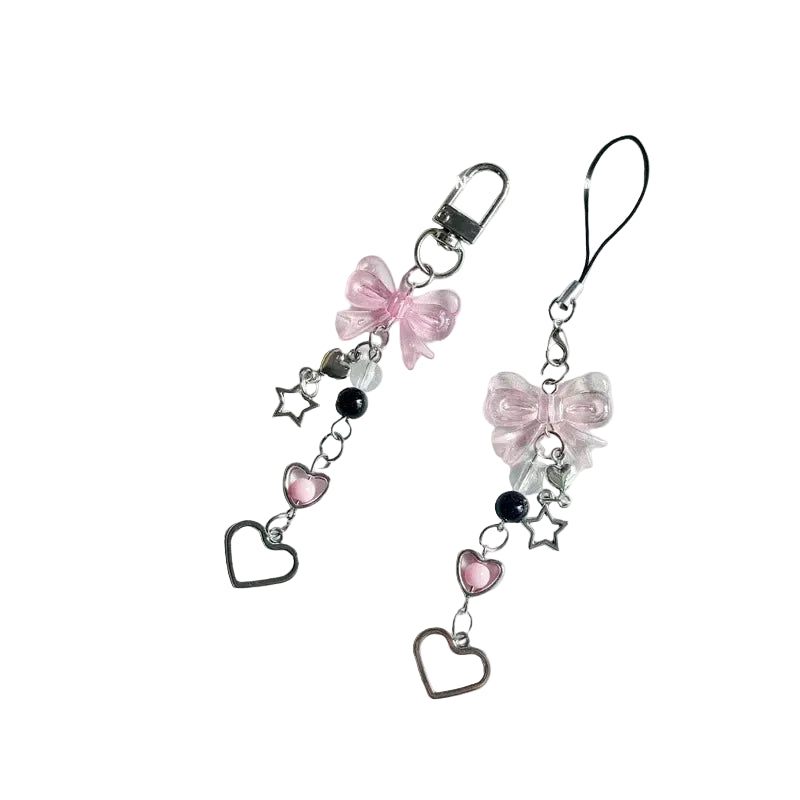 Y2K Charm Keychain with Bow Heart and Star Alternative Accessories
