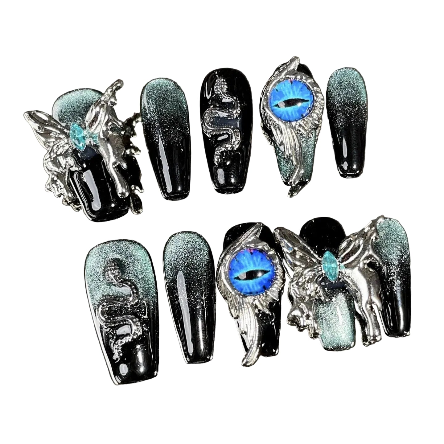 Mystic Gothic 3D Nail Charm Set with Alternative Statement Art Details