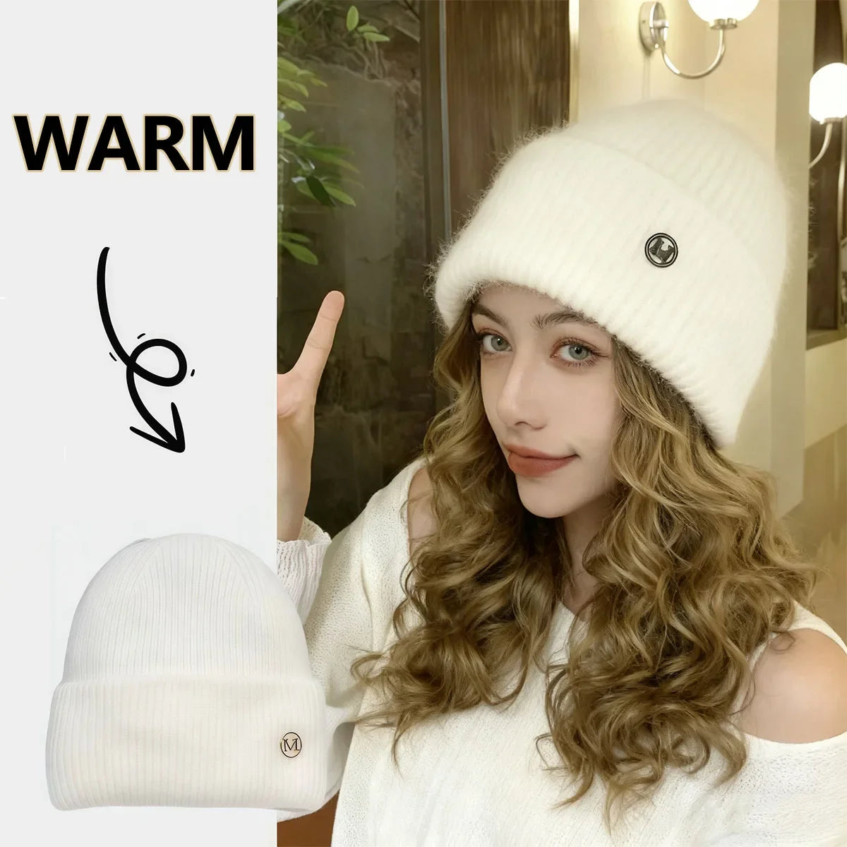 Soft Knit Slouchy Winter Beanie with Plush Trim for Casual Everyday Streetwear Fashion Style