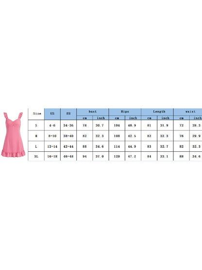 Ruffle Strap A-Line Mini Dress with Ruched Bodice and Flowy Hem