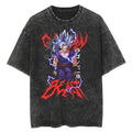 Dark Anime Beast Oversized Vintage Wash Streetwear Graphic Cotton T-Shirt