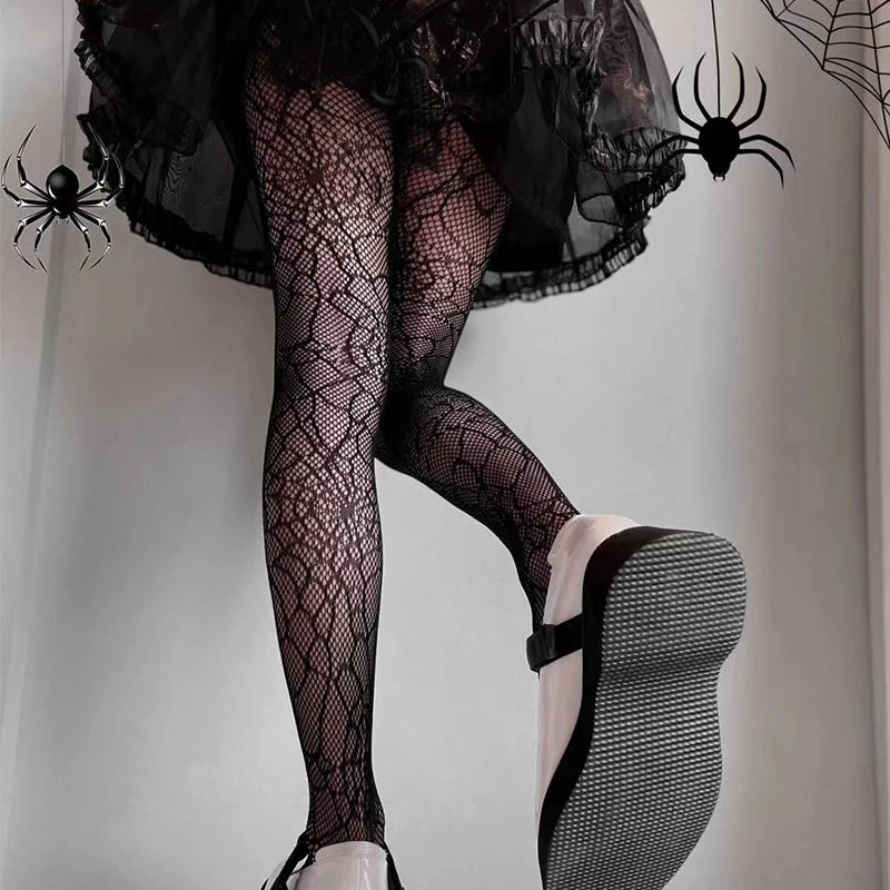 Spider Web Pattern Fishnet Tights Gothic Alternative Fashion Mesh Hosiery