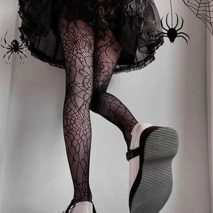 Spider Web Pattern Fishnet Tights Gothic Alternative Fashion Mesh Hosiery