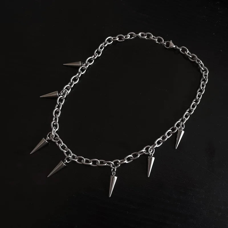 Rivet Chain Choker Necklace for Punk Gothic Alternative Fashion Styling