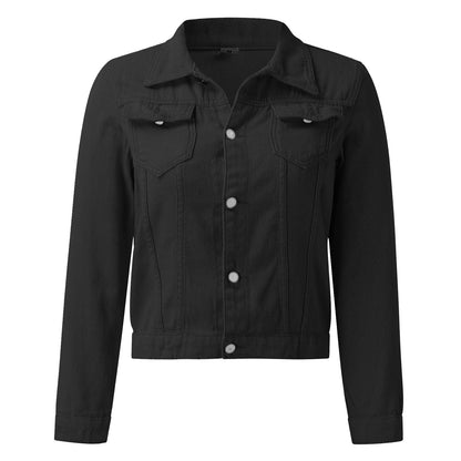 Cropped Denim Style Button Front Jacket with Contemporary Streetwear Fit