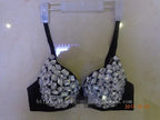 Glamorous Rhinestone-Studded Plunge Bra with Crystal Embellishments