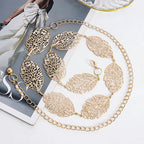 Ornate Leaf Accent Waist Chain for Elegant Alternative Fashion Styling