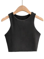 Classic Crew Neck Crop Tank Top with Minimalist Sleeveless Everyday Streetwear Style