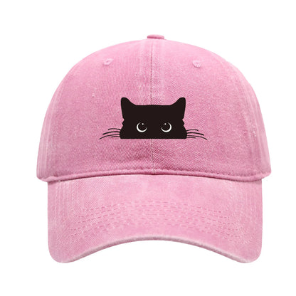 Unisex Vintage Washed Cotton Baseball Cap with Minimal Graphic Embroidery for Casual Everyday Style