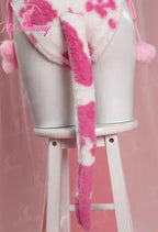 Women's Hooded Plush Romper with Animal Print Pattern, Paw Gloves and Matching Accessories