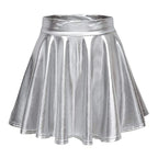Glossy A-Line Mini Skirt with High Shine Streetwear Festival Styling