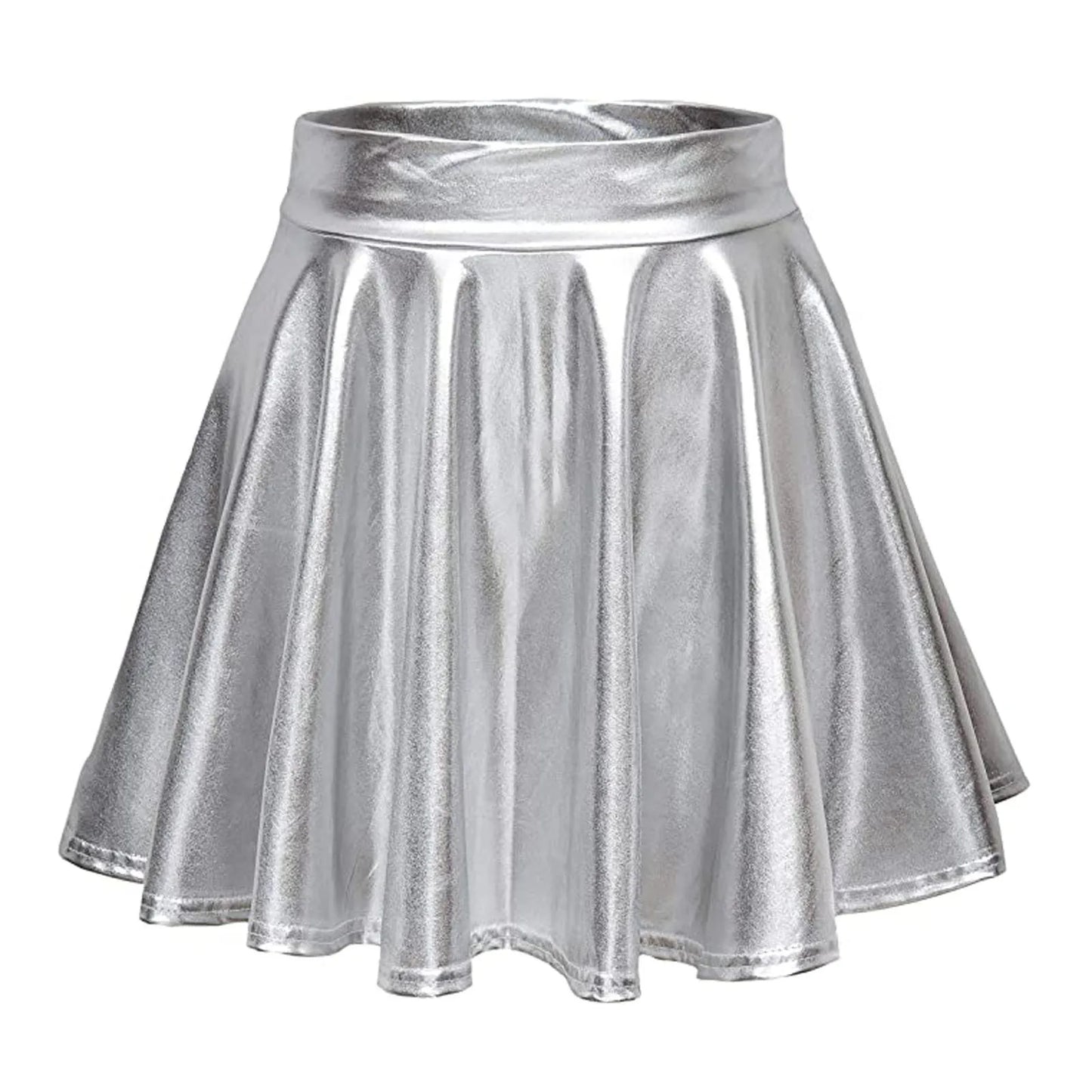 Glossy A-Line Mini Skirt with High Shine Streetwear Festival Styling