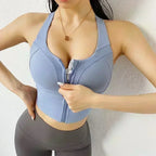 Structured Front-Zip High-Impact Sports Bra with Racerback Support