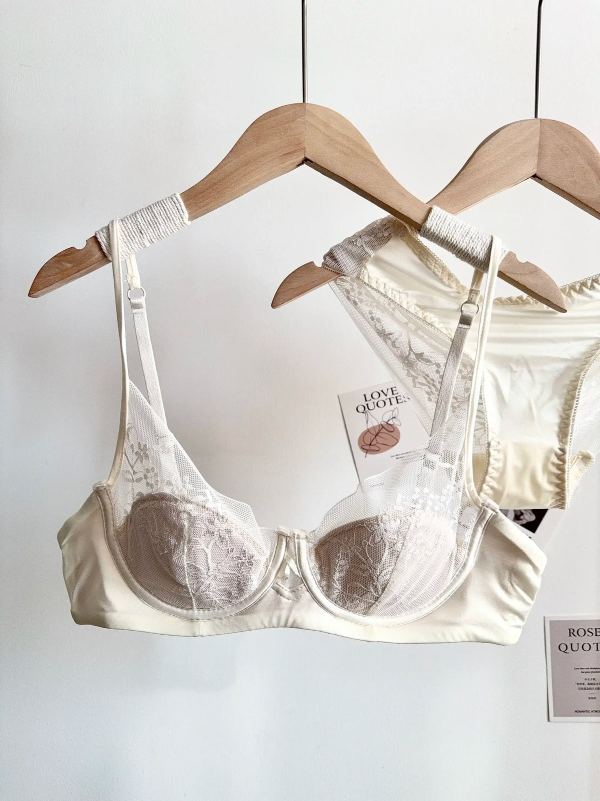 French-Inspired Satin and Lace Demi Balconette Bra and Panty Set