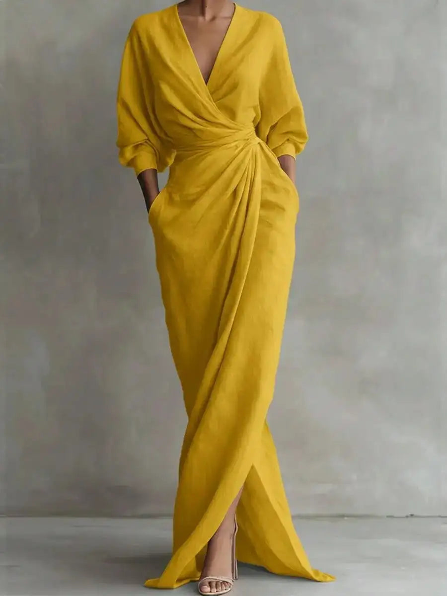 Minimalist Draped Maxi Dress with Relaxed Elegant Fashion Styling
