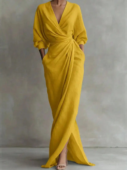 Minimalist Draped Maxi Dress with Relaxed Elegant Fashion Styling