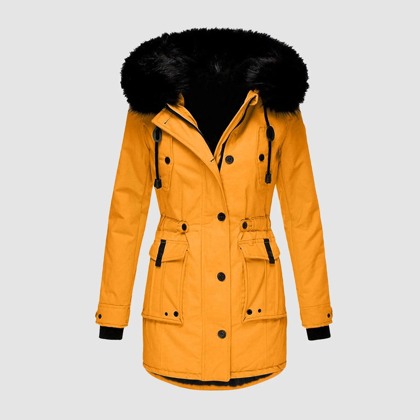 Women's Hooded Thick Padded Utility Jacket with Faux Fur Trim Everyday Winter Streetwear Coat
