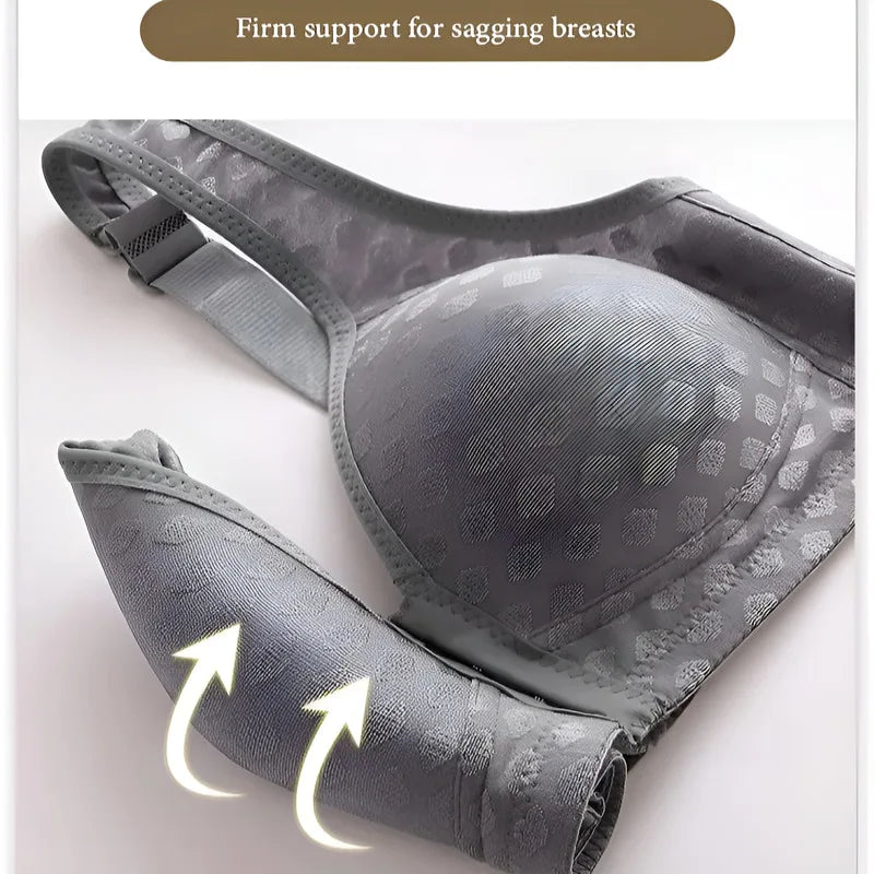 Textured Full-Coverage Front-Closure Bra with Wide Smoothing Straps