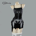 Women's Ruched Mini Cover-Up Dress with Spaghetti Straps and Quick-Dry Stretch Fabric