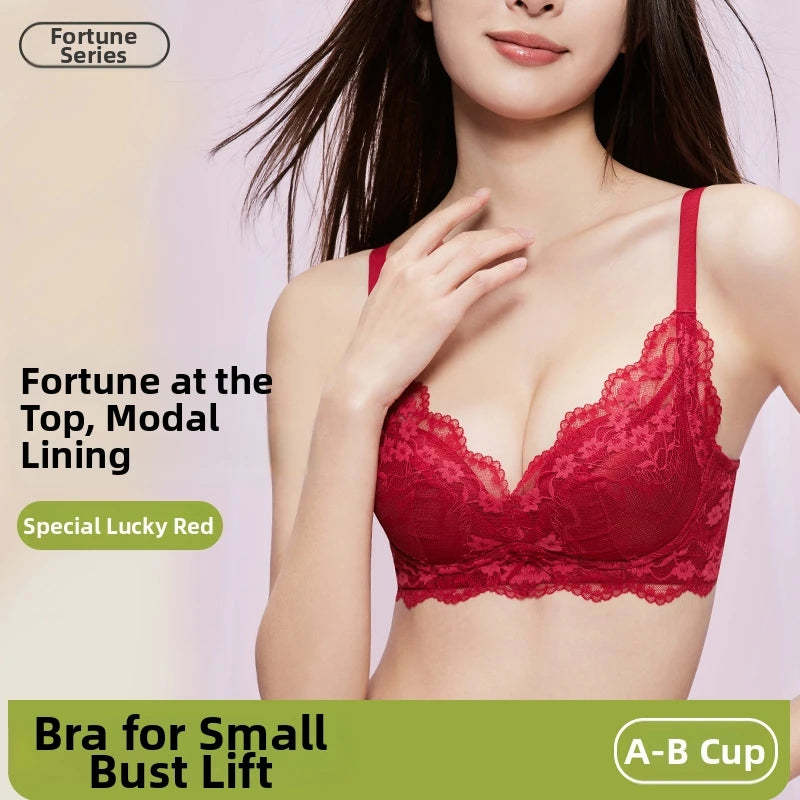 Vibrant Red Lace Maternity Bra with Wide Scalloped Underband