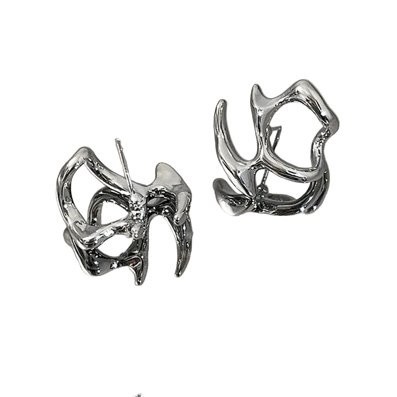 Liquid Metal Inspired Clip Earrings for Y2K Punk Alternative Fashion