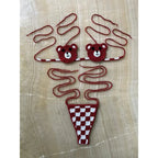 Red and White Crochet Micro Bikini with Bear Motif and Checkered Bottom