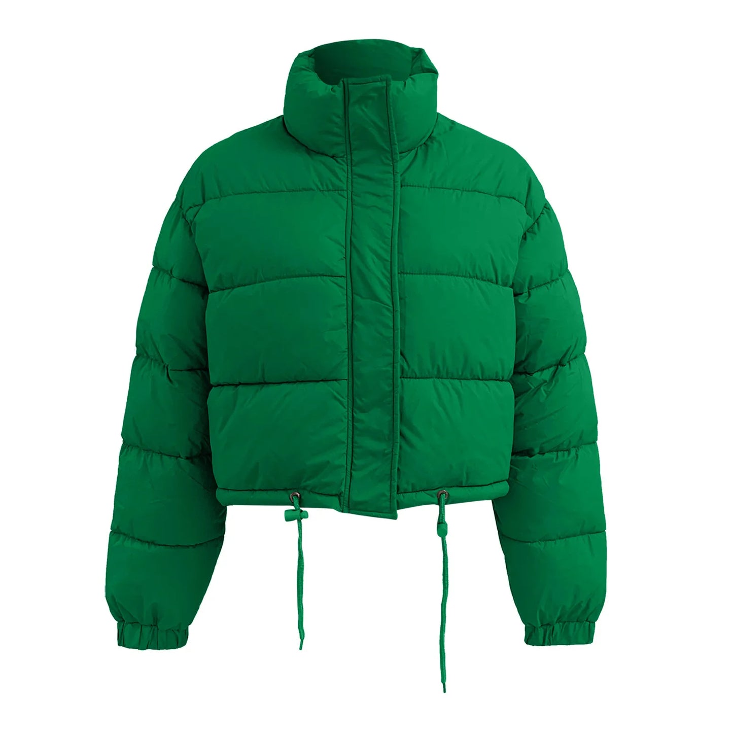 Women's Cropped Quilted Puffer Jacket with Relaxed Contemporary Winter Streetwear Style