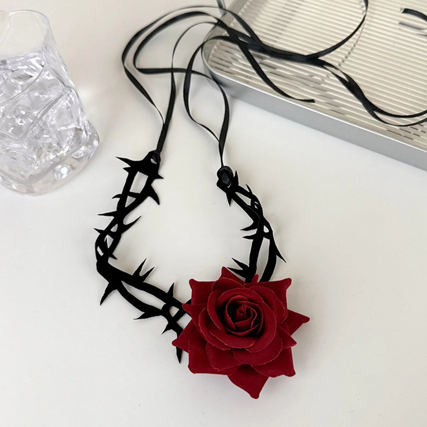 Barbed Thorn Choker Necklace for Gothic Punk Alternative Fashion Styling