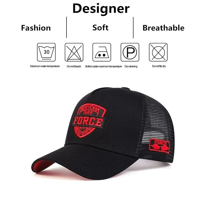 Breathable Mesh Baseball Cap with Graphic Patch for Casual Outdoor Streetwear Everyday Style