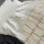 Layered Ruffle Pleated Mini Skirt with High Waist A-Line Silhouette