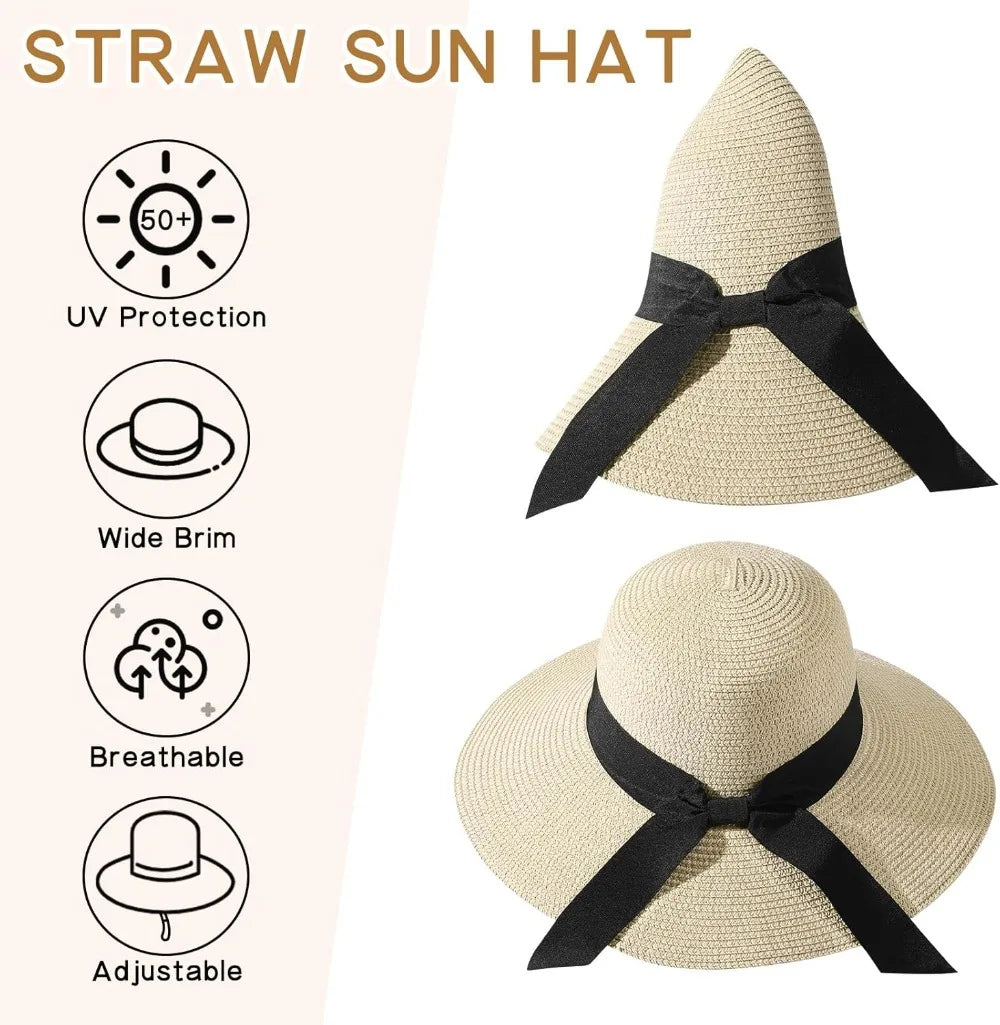 Foldable Wide Brim Linen Sun Hat with Lightweight Design for Beach Travel and Outdoor Wear