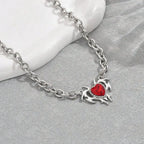 Dark Feminine Crystal Heart Pendant Necklace for Gothic and Y2K Looks