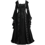 Vintage Inspired Lace-Up Gothic Princess Gown with Dramatic Sleeves