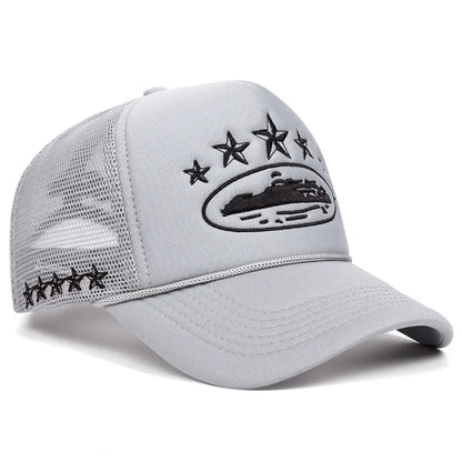 Printed Mesh Trucker Cap Adjustable Curved Brim Casual Streetwear Outdoor Hat