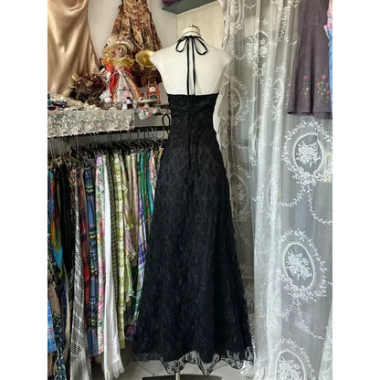Layered Lace Gothic Maxi Dress with Elegant Alternative Fashion Styling