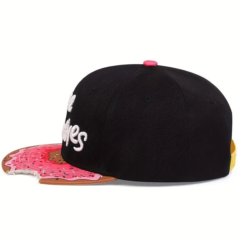 Embroidered Flat Brim Snapback Cap Graphic Underbrim Streetwear Hip Hop Fashion Hat