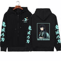 Anime-Inspired Manga Art Zip Hoodie with Retro Streetwear Graphic Design