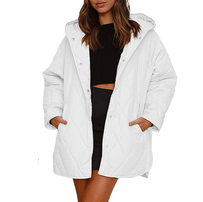 Women's Long Lightweight Padded Coat Relaxed Casual Winter Everyday Layering Jacket