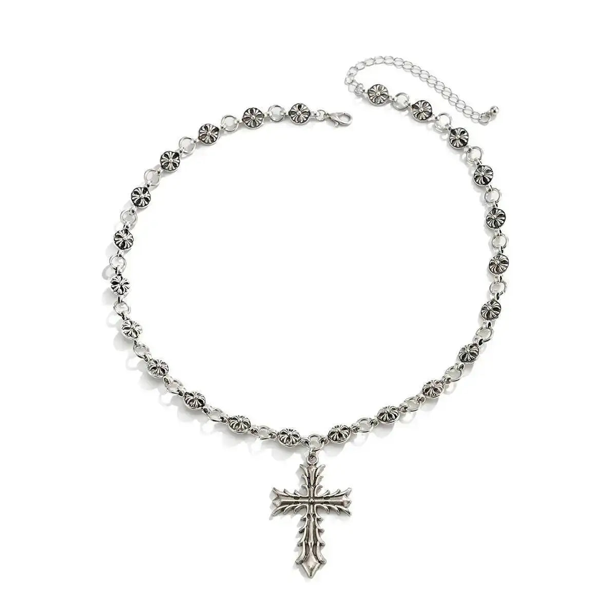 Oversized Cross Pendant Necklace for Punk Gothic Streetwear Statement Styling
